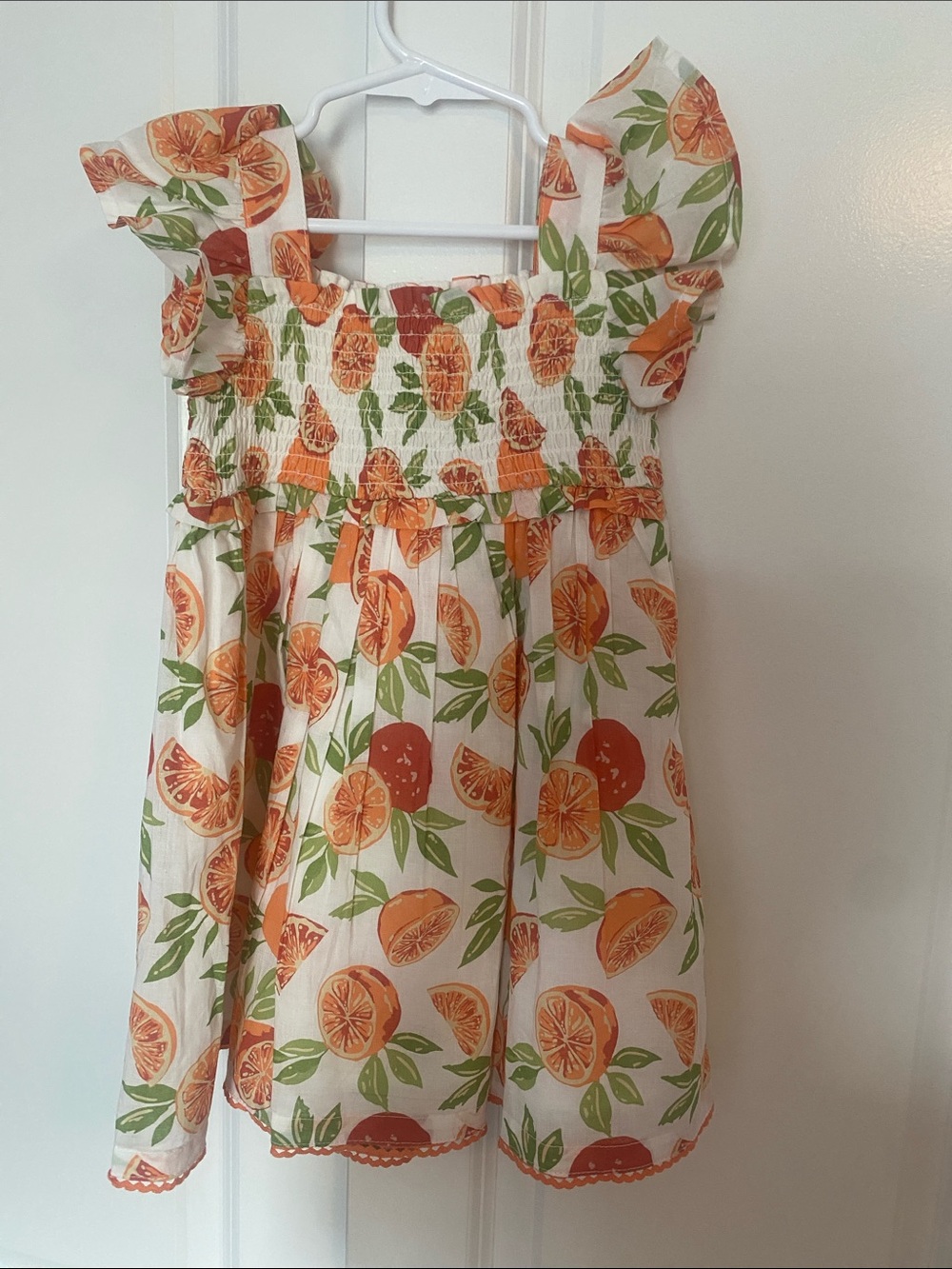 Girls Orange Citrus Print Sundress